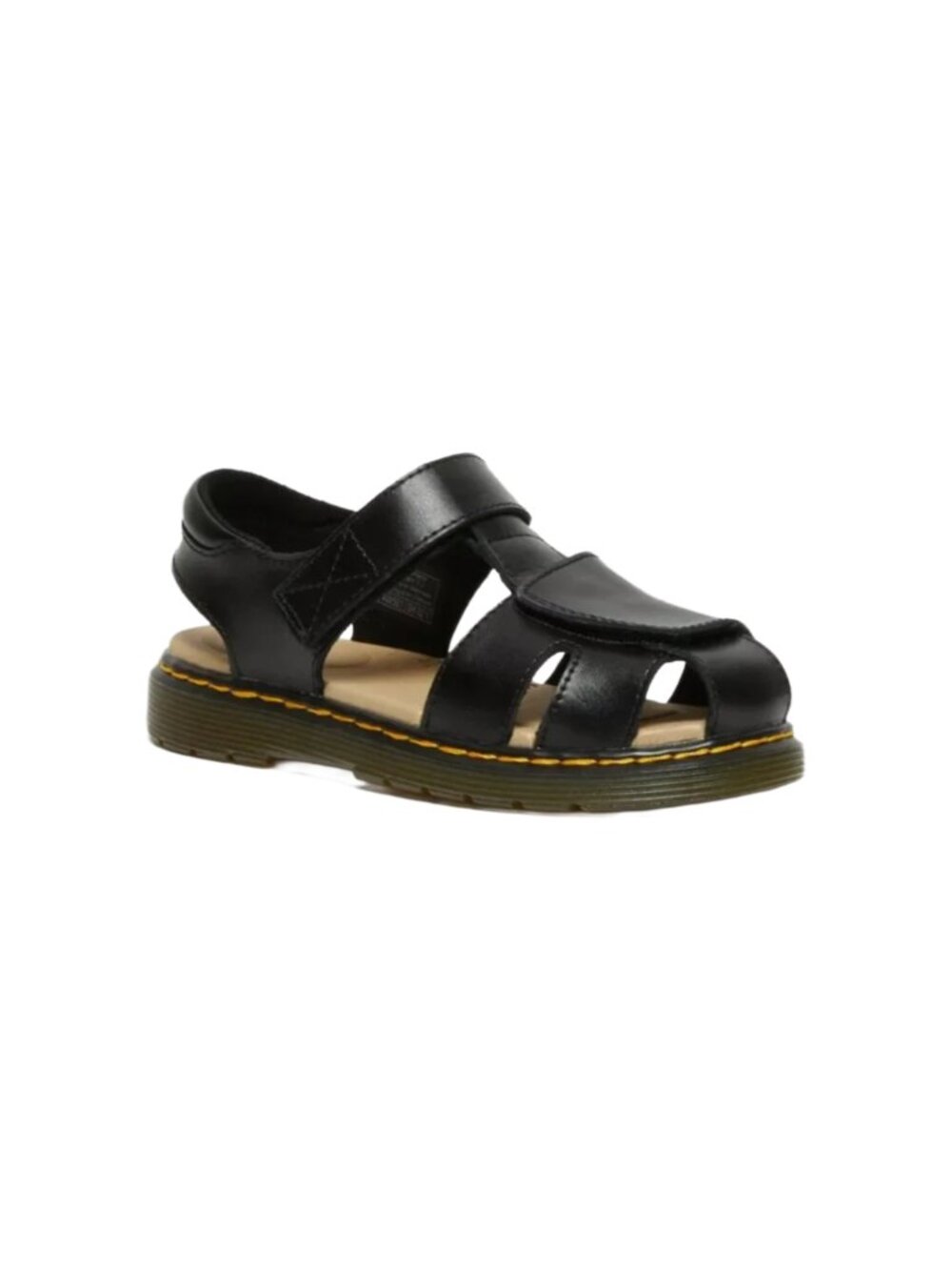 NWT DR. MARTENS Kids Black Junior Moby II Leather Velcro Sandals Sz 4 - Picture 1 of 9
